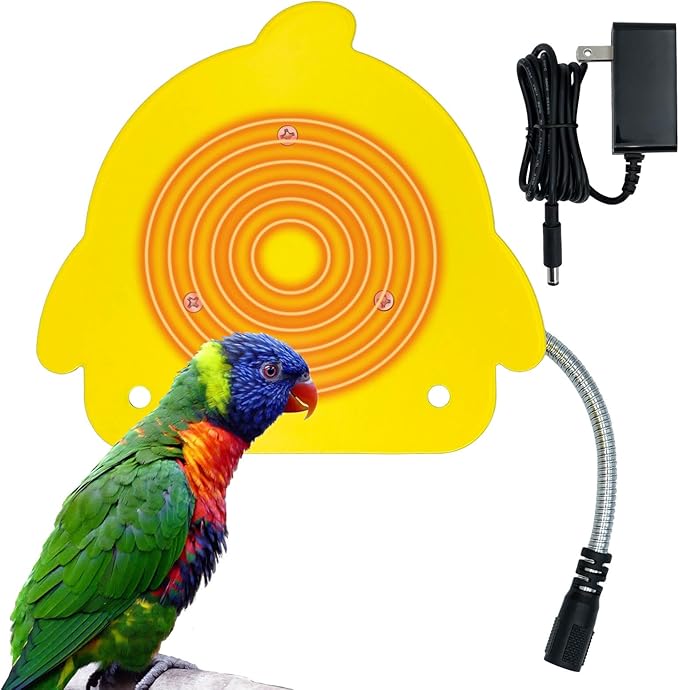 Bird Cage Heater for Cockatiels Parrots Conure Finches Parakeets Heater Snuggle Up Bird Warmer 12V 18W, Size 5.3" x 4.7"