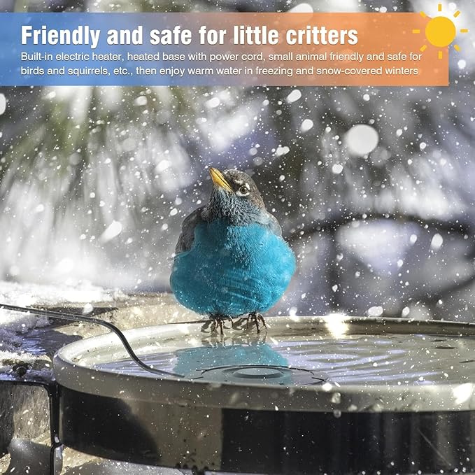 Bird Bath Heater for Outdoors in Winter, Birdbath Water Heater 120 W Pond De-Icer, Bird Bath Deicer Full-Covered Aluminum, Birdbath Heater Thermostatcally Controlled Auto Shut Off for Winter