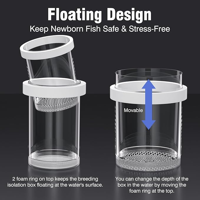 Floating Breeder Box for Fish Tank - Aquarium Isolation Separator Hatchery Incubator for Guppy, Betta, Clownfish, Coral, Baby & Injured Fish