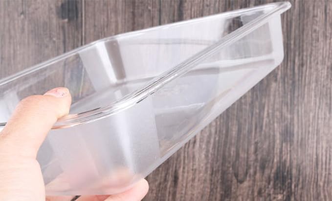 OMEM Reptile Drinking Tray - Large Water Dish Plastics Plate for Turtles, Small Reptiles, Ball Pythons, Lizards, and Snake Cages Bowl (S=27x21x4.7cm, White)