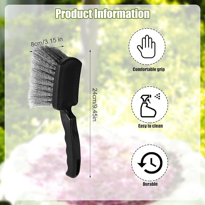 Bird Bath Brush, Black Animal Bath Cleaner with PVC Bristles and Ergonomic Plastic Handle Easy to Use Birdbath Accessories for Bird Feeder Outdoor Cleaning