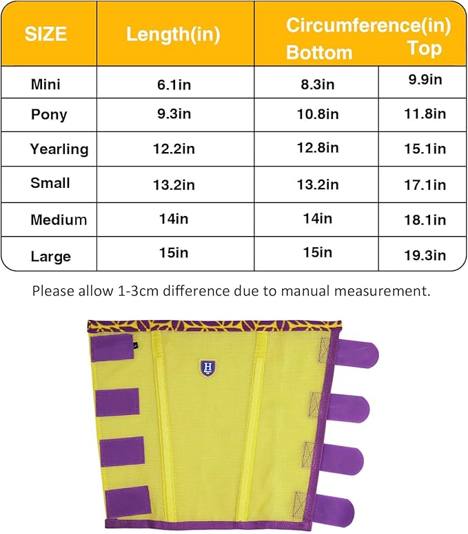 Fine Mesh Fly Boots Loose Fitting & Non-Slip Horse Fly Leggings Fleece Air Flow (Set of 4)