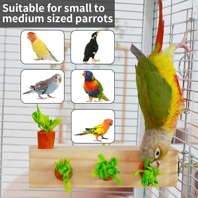 Bird Toys, Bird Chew Toy Cork Wooden Block Parrot Foraging Toys Birdcage Accessories for Conures Parakeets Cockatiels Lovebirds African Grey Macaws (Carrot Cork)
