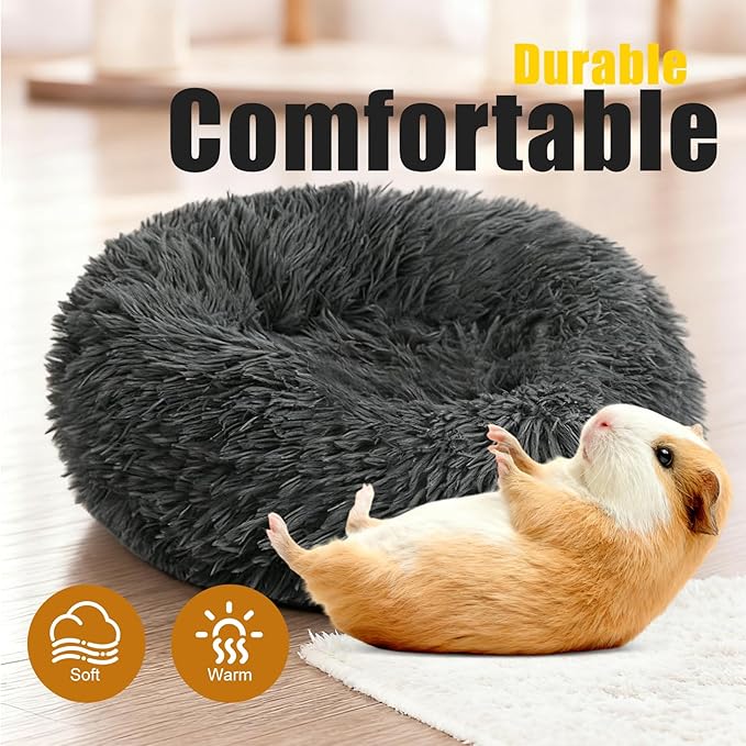 Guinea Pigs Bed Small Animal Bedding Donut-Shaped Burrowing Pet Bed Soft and Warm Hideaway with Spandex and Fleece Bottoms Cozy Carrier, Cage Accessories