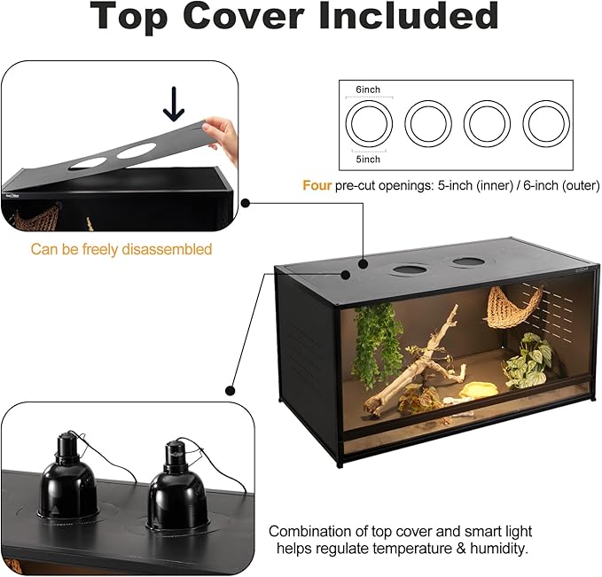 Reptile Enclosure Stand Bundle: Elevate Your Habitat - Includes Stand and Extra Enclosure for a Complete Elevated Setup 48 inches Width(Black)