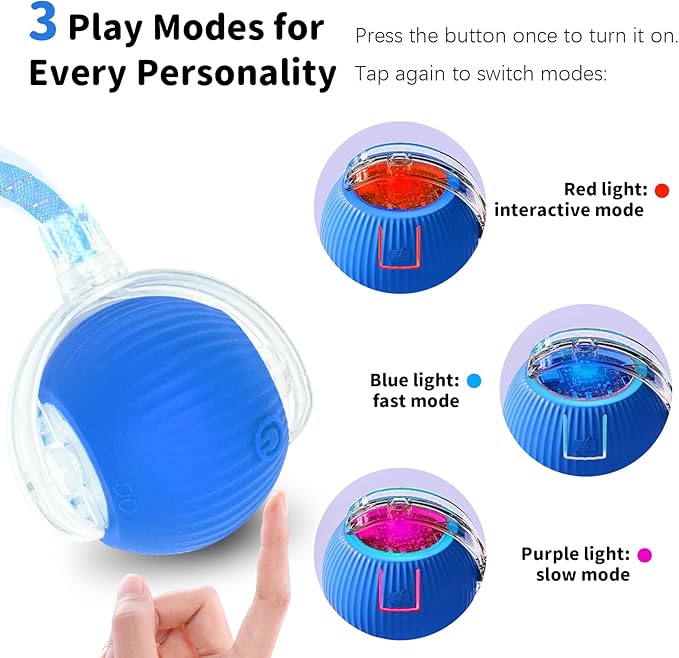 Interactive Cat Toys for Indoor Cats Smart Automatic Ball Rolling for Bored Kitten Pet Upgraded Speedy Moving Chase Dogs Toy Blue Dragonfly