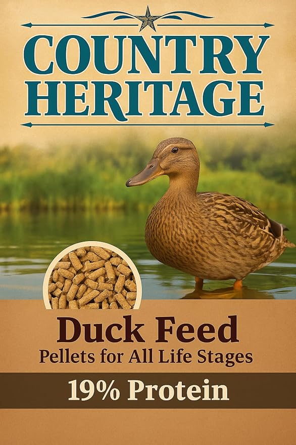 Country Heritage Duck Feed – Pellets for All Life Stages (19% Protein with Prebiotics & Probiotics) (10 Pounds)
