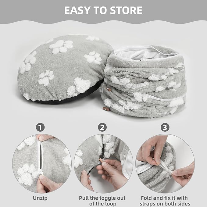 Cat Tunnel Bed - Christmas Tree Cat Dount Tunnel, Soft Plush Crinkle Collapsible Circle Cushion for Indoor Cats, Multifunctional Pet Cave Playground Toys Small Large Kitty Rabbit Puppy Ferret