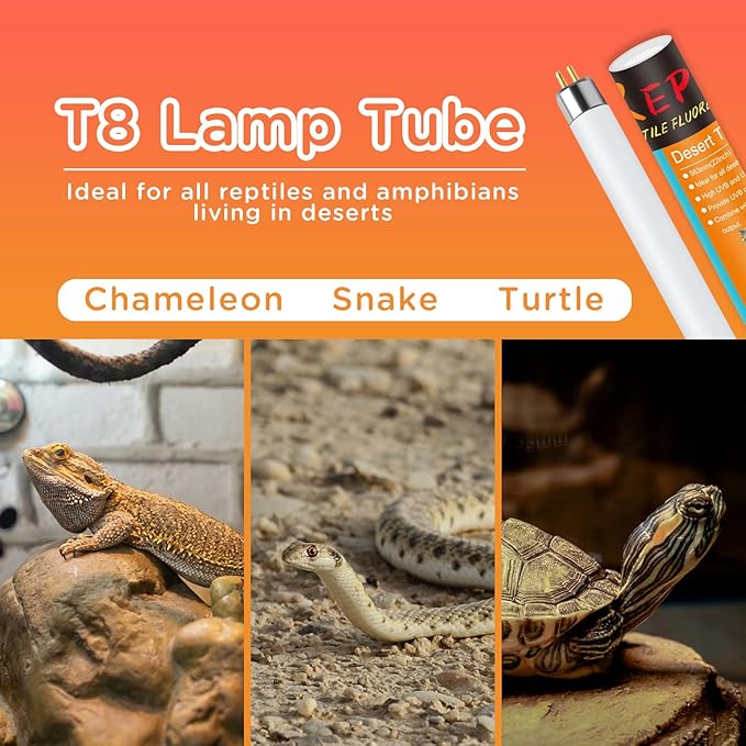 T8 UVB Reptile Light 18W 10.0, UVA Light Bulb for Reptiles, Lamp Tube for Bearded Dragon(1 Pack)