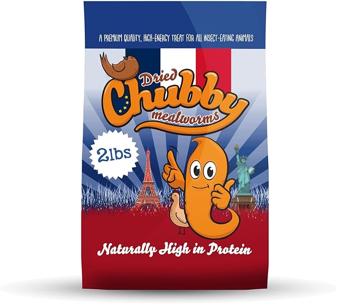 Chubby Dried Mealworms 8 Lbs - Grown in The EU - Non-GMO Mealworms for Chicken & Birds - Chicken Feed Treats for Laying Hens (8 Lb)
