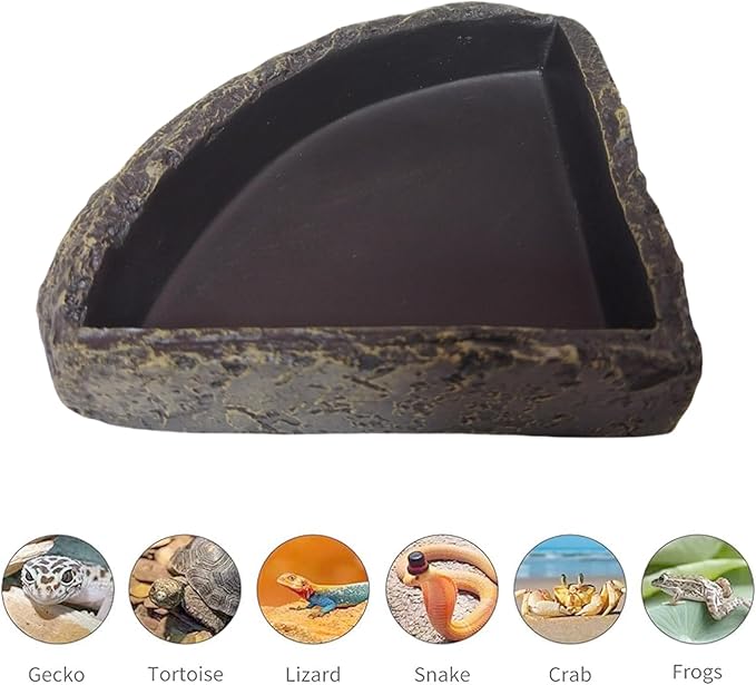 Reptile Water Tray, Food Bowl, Reptile Feeder, Food and Water Tray, Suitable for Leopards, Geckos, Lizards, Frogs, Snakes, Chameleons, Turtles