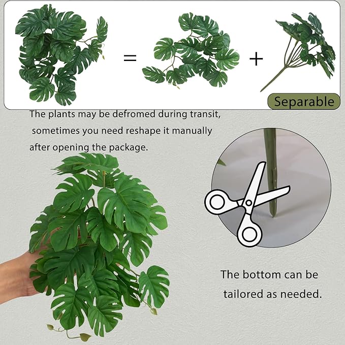 IBWell Fake Reptile Plants for Terrarium, Decor, Turtle Tank with Suction Cup