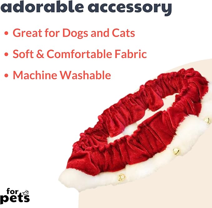 Huxley & Kent Ruff Pet Scrunchy | Santa (Medium) | Festive Christmas/Holiday Neckwear for Dogs/Cats | Fun Stretchable Costume Accessory | Soft Collar with Bells