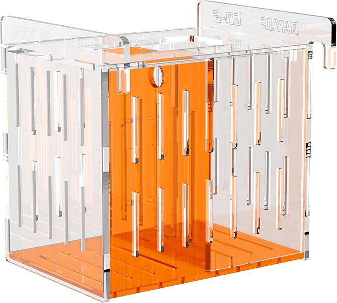 Fish Breeder Isolation Box for Aquarium Tank,Transparent Orange Acrylic Fish Acclimation Box for Clownfish Guppy Betta Coral (S)
