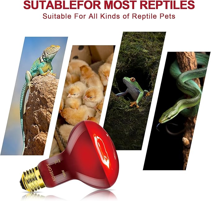 Infrared Heat Lamp 100W,（2 Pack） Reptile Heat Emitter Infrared Basking Spot Light, Reptile Pets Brooder Use,Red Heat Lamp for Chickens、Lizards、Snakes、Turtles