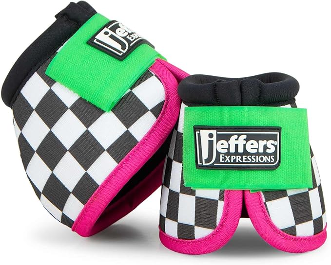 Jeffers Expression No Turn Bell Boots for Horses - Skater Cowgirl, Medium | Shock Absorbing Hoof Protection | Secure Double Hook & Loop Closure, Perfect for Turnout, Training, & Riding - 1 Pair