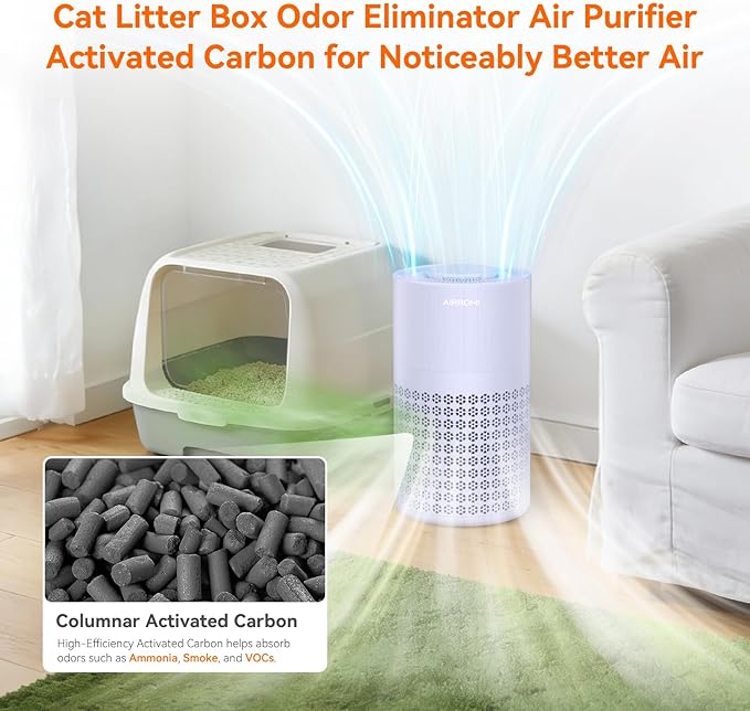 AIRROMI Air Purifier for Bedroom with A2001 Lavender Purple