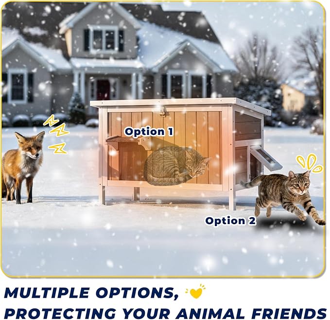 Insulated Outdoor Cat House, Feral cat House for Outside Weatherproof, Removable Bottom, and Lockable Escape Door – Feral Cat Shelter for Winter Protection,30" W × 16.5" D × 14.6" H Interior