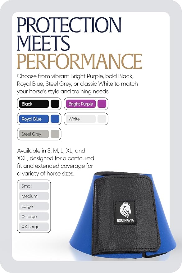 Equinavia Toki Bell Boots for Horses | Neoprene Overreach Boots - Royal Blue - S