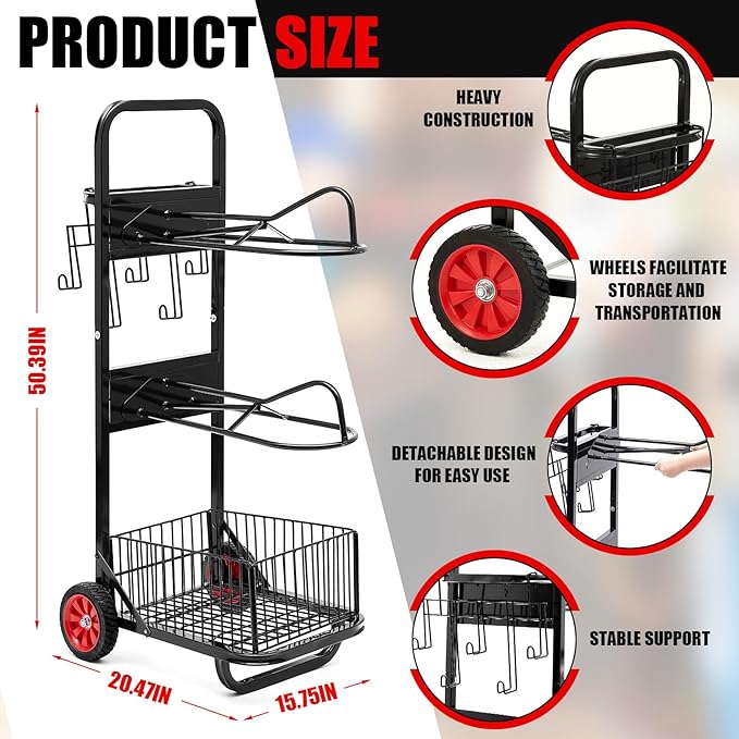 Rolling Saddle Cart with Wheel, Saddle Rack Dolly Heavy Duty Horse Equipment Cart Foldable Horse Tack for Storage Moving Organize Transport Supplies (Upgrade The Shelf)