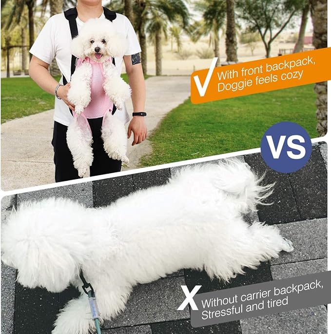 Pawaboo Adjustable Carrier Backpack for Dog Cat, Pet Front Dog Carrier Purses Cat Travel Bag, Legs Out, Easy-Fit for Traveling Hiking for Small Dogs Cats Puppies, M, Pink