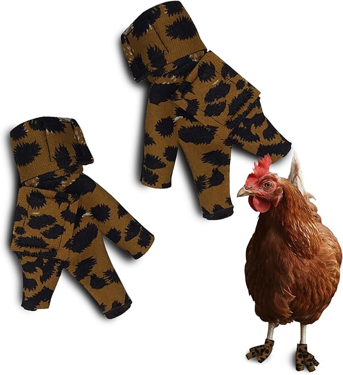 Chicken Shoes for Injured Feet – Protective Neoprene Footwear for Chicken, Open-Toe Design for Bumblefoot Relief, Made in USA - Large, 4" Max. Inside Width, Leopard