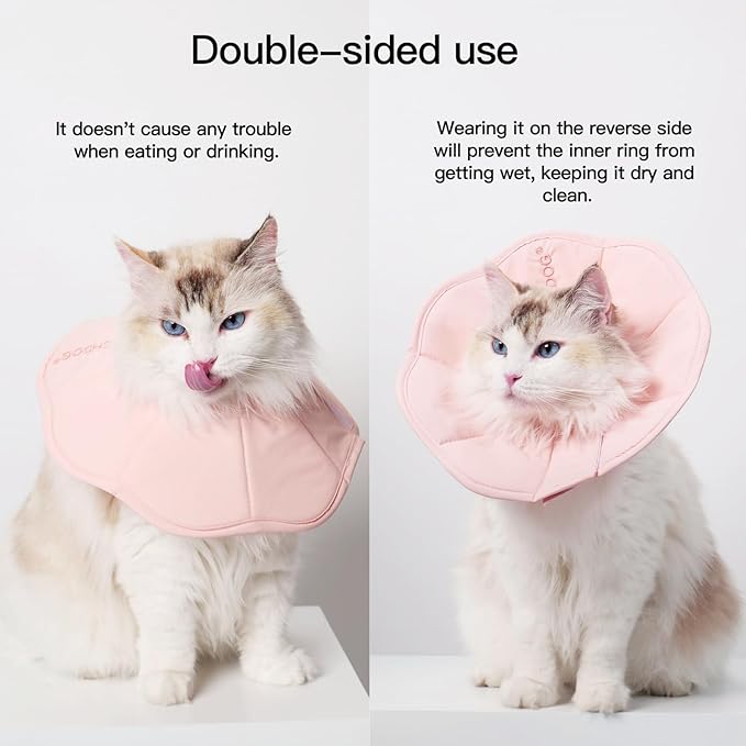 Touchdog Foldable Dog Cone Collar for Cats & Dogs - Adjustable Soft Recovery Collar with Waterproof PU Coating, Lightweight Design, 24.5cm/9.6in Wide Barrier (Pink, L)