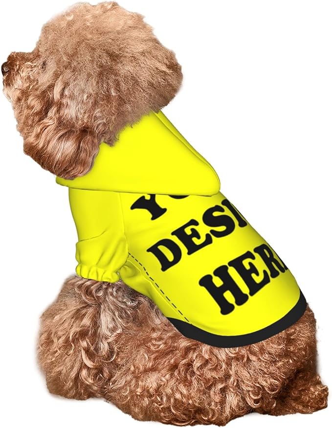 Personalized Chihuahua Dog Hoodie, Custom Pet Warm Sweatshirt Costume with Name Number Photo, Customize ID Clothes for Pupppy Kitten Dogs Cats, Yellow, S