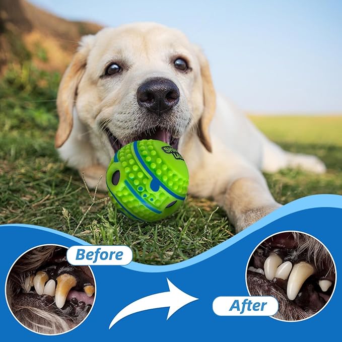 Spiky Interactive Dog Toys Ball, Shaking with Gibbering Sound, for Training, Teeth Cleaning & Herding, Straight, XL, 5.51 in (14 cm)