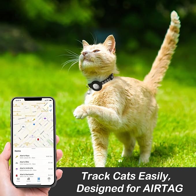 2 Pack Airtag Cat Collar Breakaway with Bell,Reflective Kitten Collar with Apple Airtag Cat Collar Holder,Adjustable 7-12In,Safety Buckle for Girl Boy Cats,Pet Supplies,Accessories,Gifts (Red)