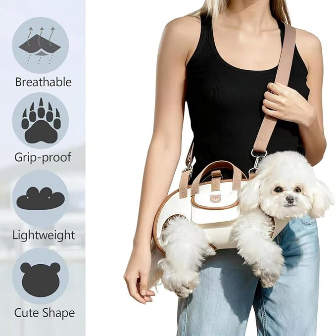 Portable Small Dog & Cat Pet Carrier Sling & Backpack for Small Dogs & Cats & Puppy, Dog & Pet Purse Bag Carrier Sling for Small Dogs with Dog Traction Leash, Crossbody Sling Carriers (Orange L)