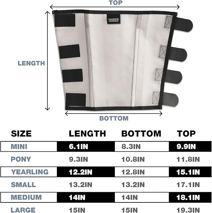 Harrison Howard Loose Fitting Fly Boots UV-Protective Extra Tough Mesh Ventilated Four Fasteners Stay-on Design Protect Horse Legs & Stomp-Reducing Set of 4 Silver Grey Yearling