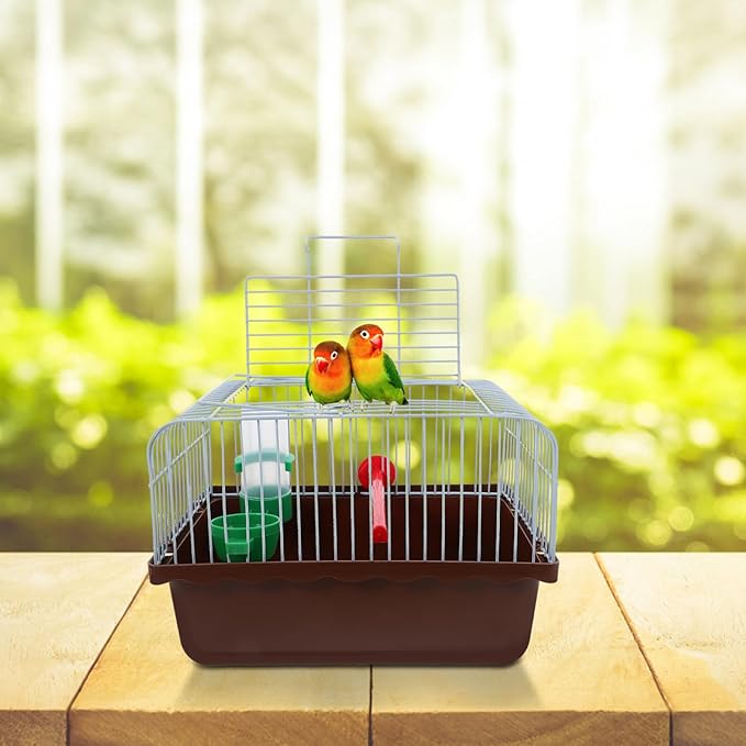 Kisangel Portable Bird Cage Food Box and Water Feeder Lightweight Travel Carrier for Birds Like Parrots and Lovebirds Convenient Pet Transport