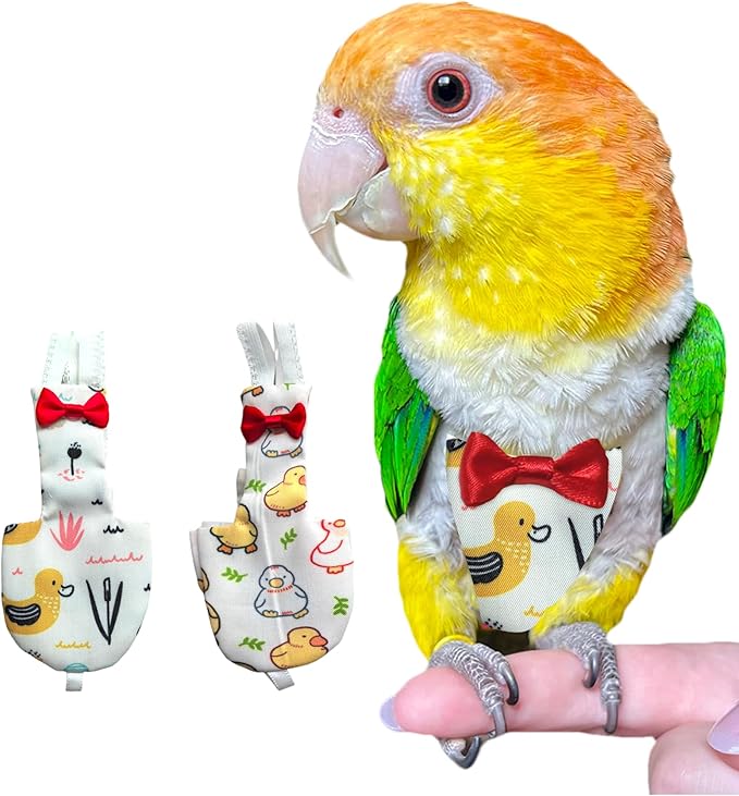 UKJENT Bird Diaper Protective Parrot Nappy - 2 Pack, Reusable Flight Suit with Waterproof Inner Layer, Washable Cute Urine Wet Suit for Cockatiel Monk Parakeet Sun Parakeet Lory(M)