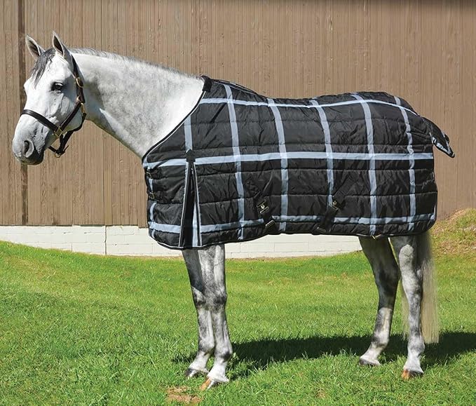 Country Pride Highland 1200D Lightweight Stable Blanket (66, BlackPlaid)