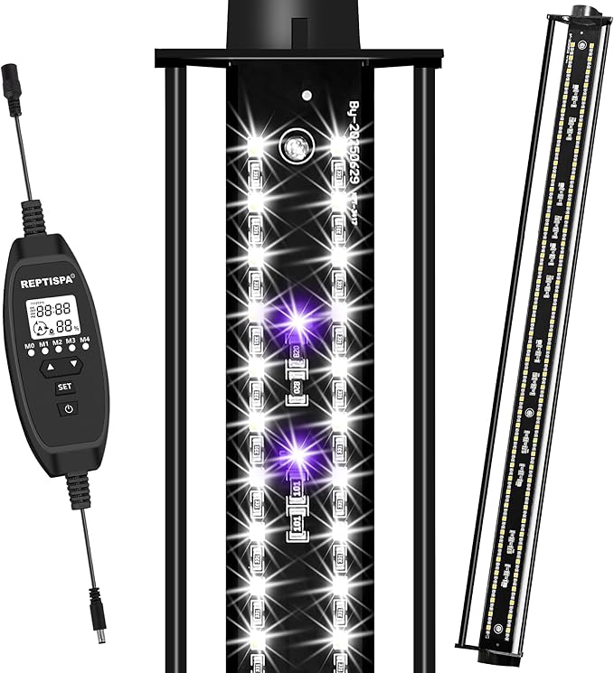 LED UVB Light for Reptiles, 22W 27-Inch Reptile LED Light for Bearded Dragon Lizard Gecko Snake Turtle, Aluminum UVA UVB Lamp Fixture Controller with Dimming and 4 UVI Modes