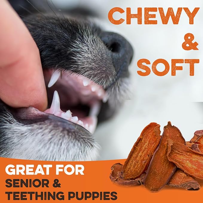 Sweet Potato Slices For Dogs - Soft & Chewy - Single Ingredient Dog Treats, Healthy 100% Natural Sweet Potato Dog Treats With No Added Preservatives - Softer & Great For Puppies Or Senior Dogs (14oz)