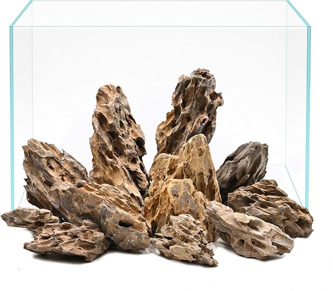 kecilke Aquascaping Rock Dragon Stone Aquarium Rocks 2-8 inches Natural Rocks for Aquariums, Fish Tank Rocks & Tank Decoration-20LB