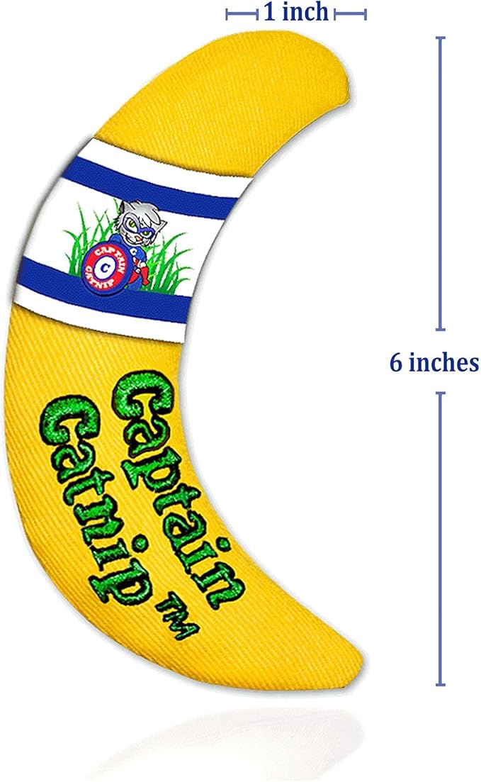 Captain Catnip Cat Banana Toy, Kitten Interactive Toy, Fun Playing Cat Toy, Filled with Organic Catnip for Indoor Cats