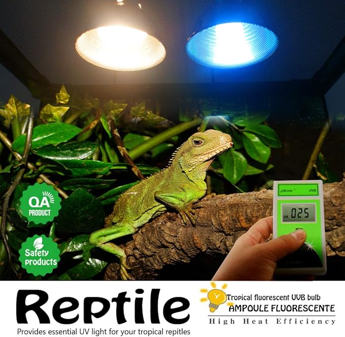 UVA UVB Light Reptile Bulb 5.0 13W Rainforest UVB Bulb Compact Fluorescent Terrarium Lamp with UV Tester Card for Bearded Dragon, Turtle, Snake, Gecko, Lizard