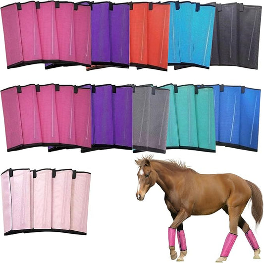 Loose Fitting Horse Fly Boots, Breathable Mesh Boots Protective Horse Leg Wraps, Horse Leggings for Preventing Flies and Mosquitoes Bites-Reduces Leg Fatigue