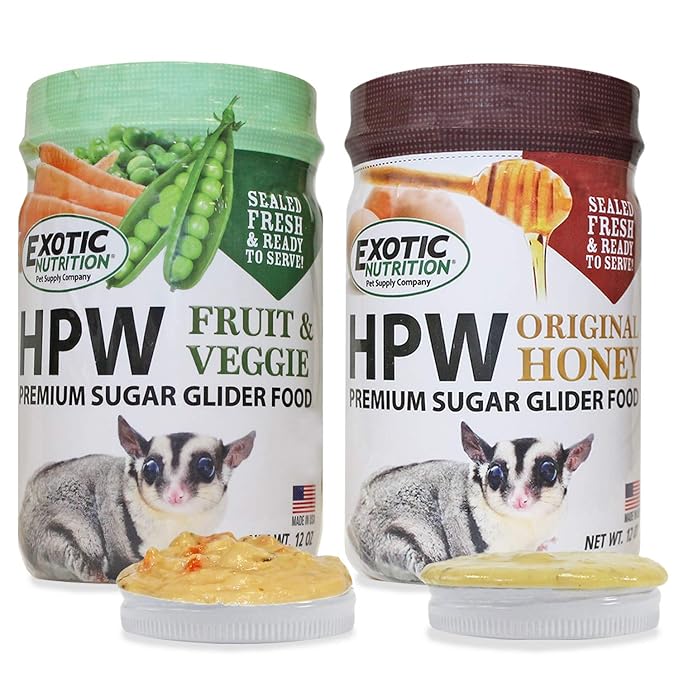 Exotic Nutrition Sugar Glider HPW Diet Jar - High Protein Healthy Natural No Mess Food for Sugar Gliders - High Protein Wombaroo Diet (Combo)