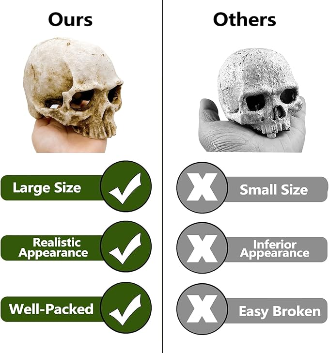 Tfwadmx Human and Crocodile Skull Decor, Snake Hide, Tarantula Enclosure Accessories, Resin Skull Reptile Terrarium Tank Decor for Geckos, Lizards, Spiders
