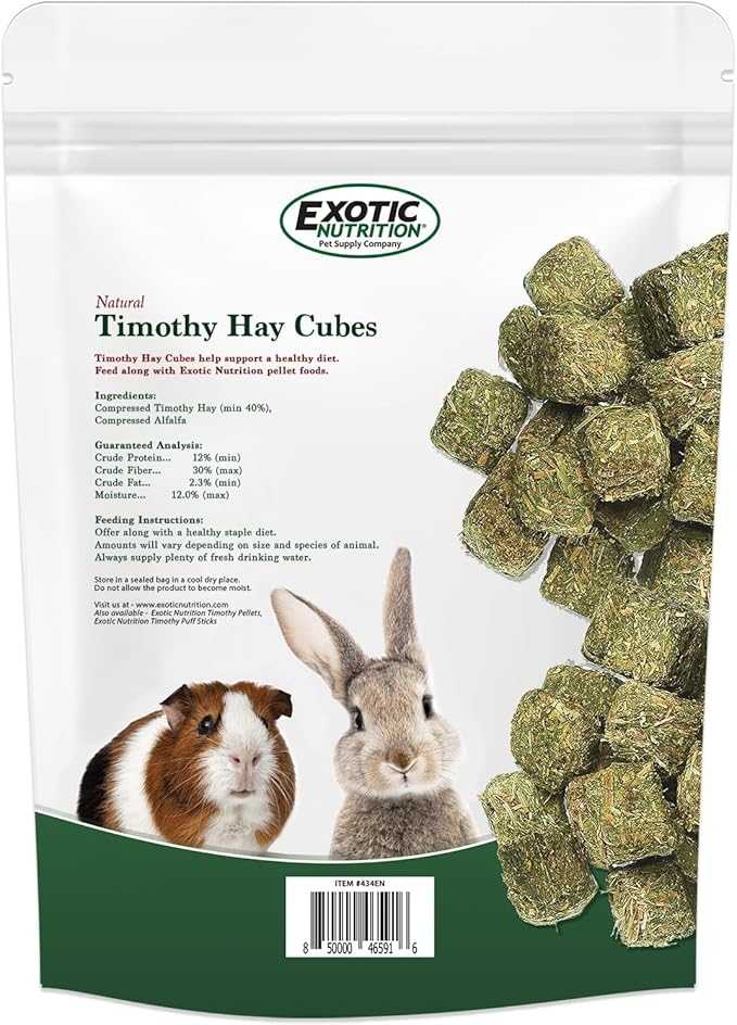 Timothy Hay Cubes 12 lb - 100% All Natural, High Fiber, Sun Cured Timothy Grass Food & Treat - Rabbits, Guinea Pigs, Chinchillas, Degus, Prairie Dogs, Tortoises, Hamsters, Gerbils, Rats & Small Pets…