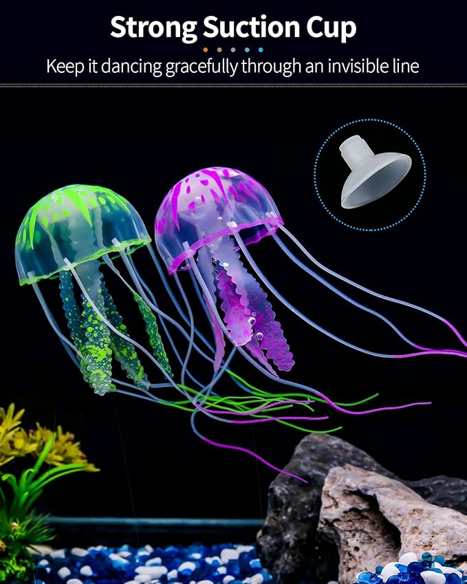 Uniclife 6 Pcs Glowing Jellyfish Ornament Decoration for Aquarium Fish Tank