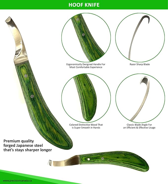 LeCzar Precision Farrier Tools Super Sharp Hoof Knife | Right-Handed Knives, Hoof Knife with Wooden Handle
