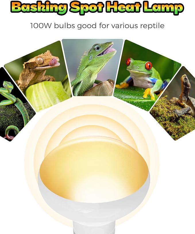 Reptile Heat Lamp, Simulate Natural Sunlight Heat Light Bulbs 2 Pack 50W Amphibians Basking Heat Lamp Bulbs for Reptiles, Bearded Dragon, Lizard, Turtle, Chicken