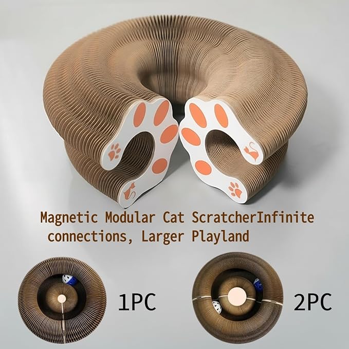 Cat Scratcher Toys for Indoor Cats - Kitty Kurlz Magic Organ Cat Scratcher Board, Cardboard Cat Scratching Board Ball Scratcher Pad
