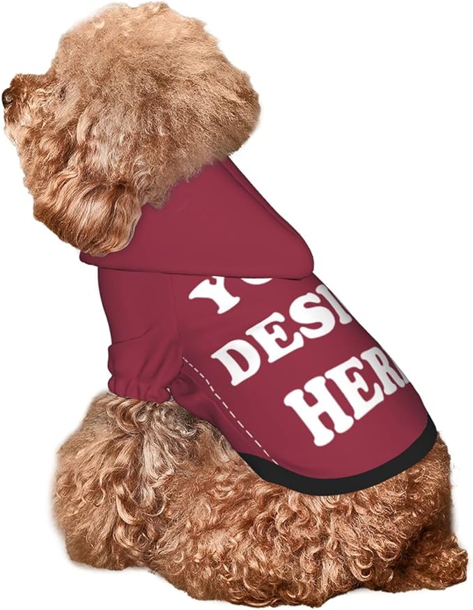 Personalized Dog Hoodie, Custom Dog Costumes for Small Dogs, Holiday Happy Dog Clothes Football Pet Shirt Sweater with Name Number for Girl/Boy Cats/Kitten, Wine, XXS