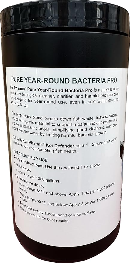 Koi Pharma® Pure Year-Round Bacteria Pro – All-Season Beneficial Pond Bacteria for Clear Water, Sludge Control & Healthy Koi and Goldfish (2 Pound)
